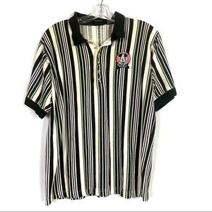 Vtg Disney Mickey Mouse Striped Black and White Polo Shirt S Cotton